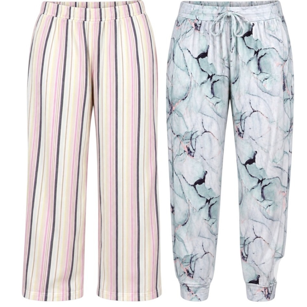 Jenni & Alfani Intimates Pajama Pants Lot 2pk 3X Cotton Stripe & Marble Jogger